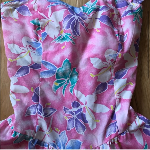 Vintage Hawaiian 80s Pinup Floral Tropical Print Rockabilly Tiki Swing Dress - Picture 9 of 17